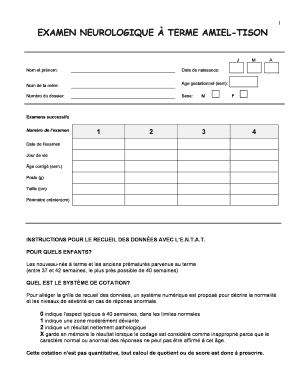 EXAMEN NEUROLOGIQUE TERME AMIEL TISON EXAMEN NEUROLOGIQUE TERME AMIEL TISON Perinat France  Form