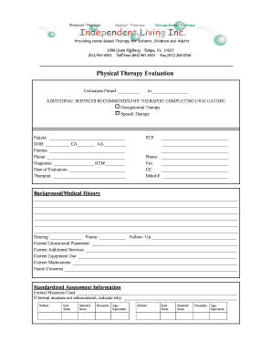 Independent Living Pediatric Therapy  Form
