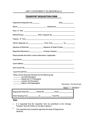 Transport Requisition Form