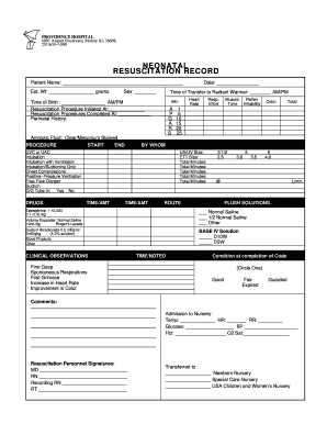 Neonatal Code Sheet  Form