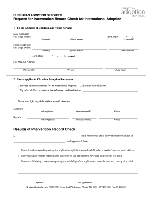 Child Intervention Check Online Application  Form