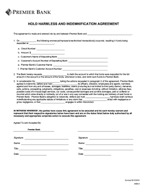 Get and Sign Hold Harmless Letter Bank  Form
