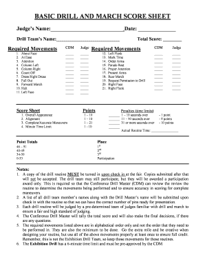 March Past Score Sheet  Form