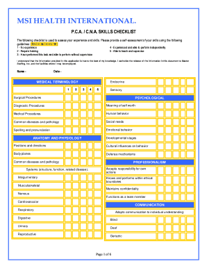 Cna Skills Checklist PDF  Form