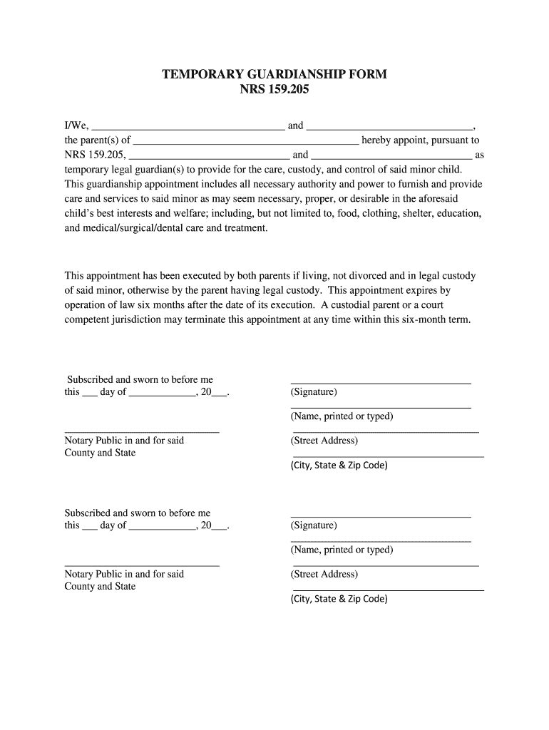 Nrs Child Custody  Form