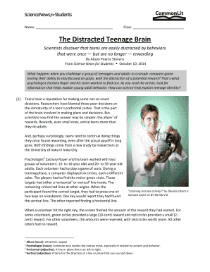 The Distracted Teenage Brain Answer Key PDF  Form