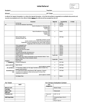 Special Education Assessment Checklist PDF  Form