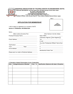 Nate Registration  Form