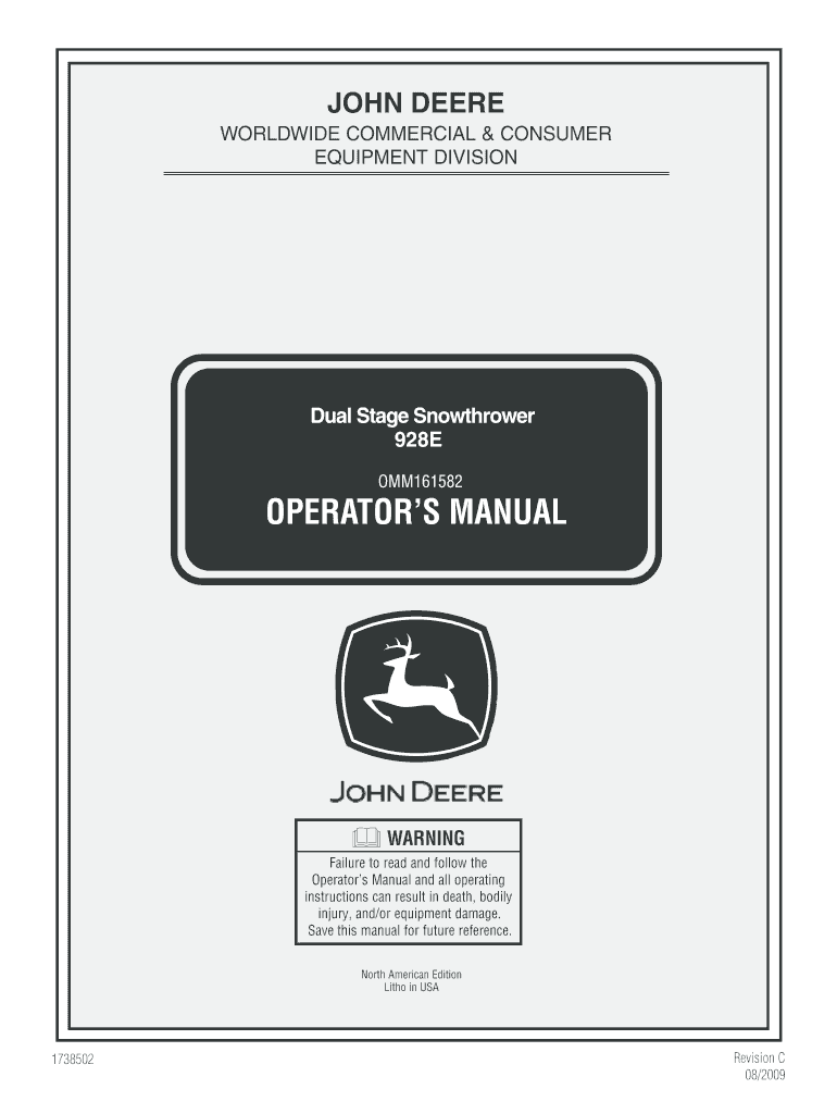 John Deere 928e Snowblower Manual  Form