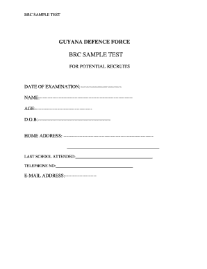 Guyana Defence Force Recruitment  Form