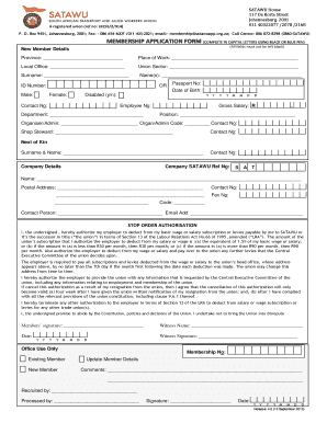 Satawu Membership  Form