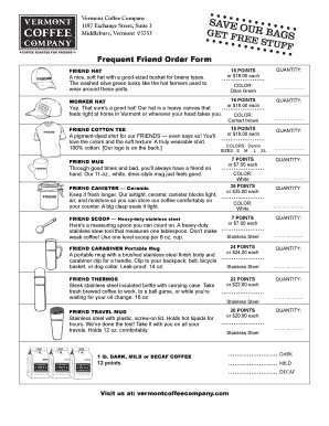 Vermont Coffee Company Stuff Form