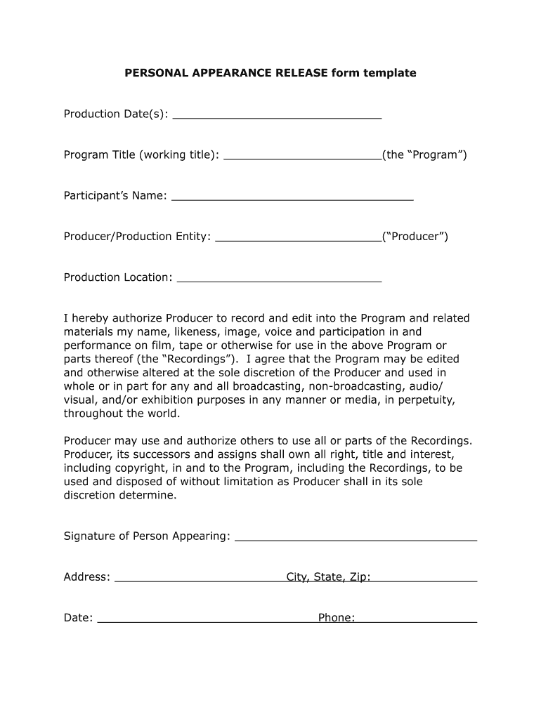 Volunteer Release Form Template