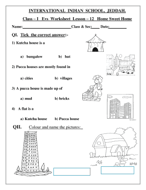 My House Worksheets for Grade 1 PDF  Form