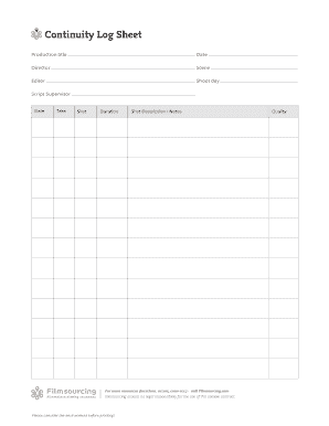 Script Continuity Sheet  Form
