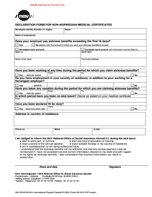 Bdeclaration Formb for Non Norwegian Medical Certificates Nav