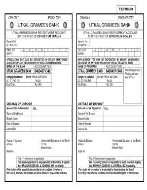 Utkal Grameen Bank Account Opening Form PDF