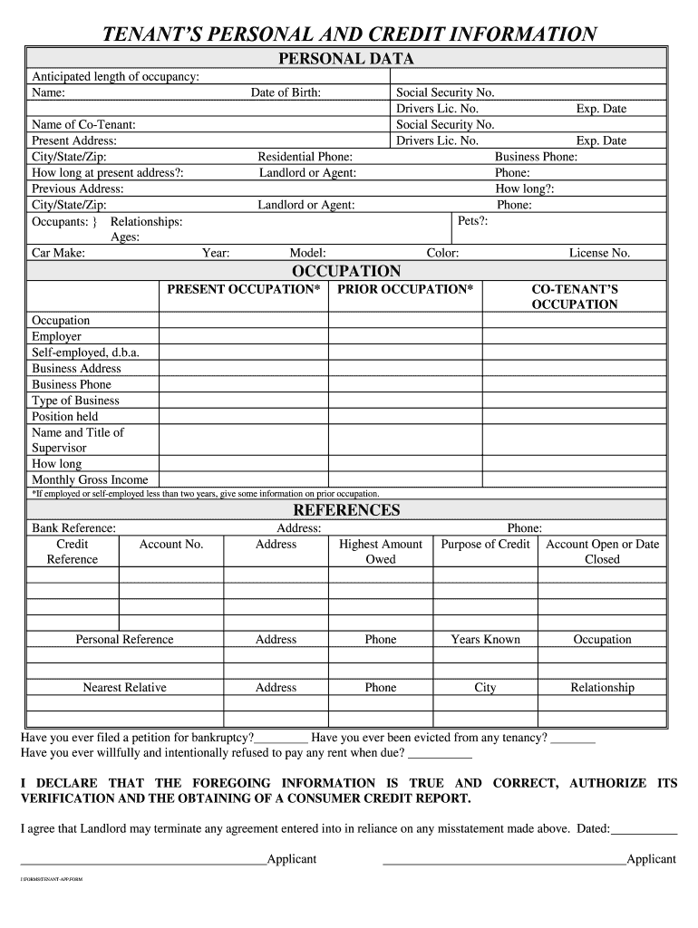 Anticipated Length of Occupancy  Form