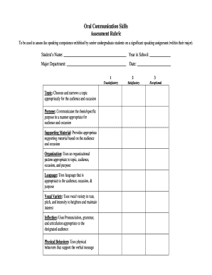 Oral Communication Skills Assessment Rubric Groups Creighton  Form