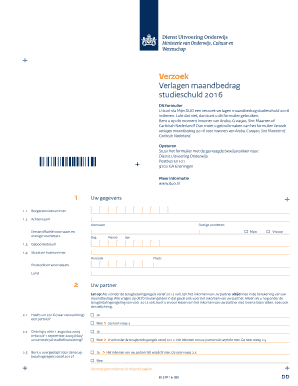 Get and Sign Verzoek Verlagen Maandbedrag Studieschuld Bduobbnlb 2016-2022 Form