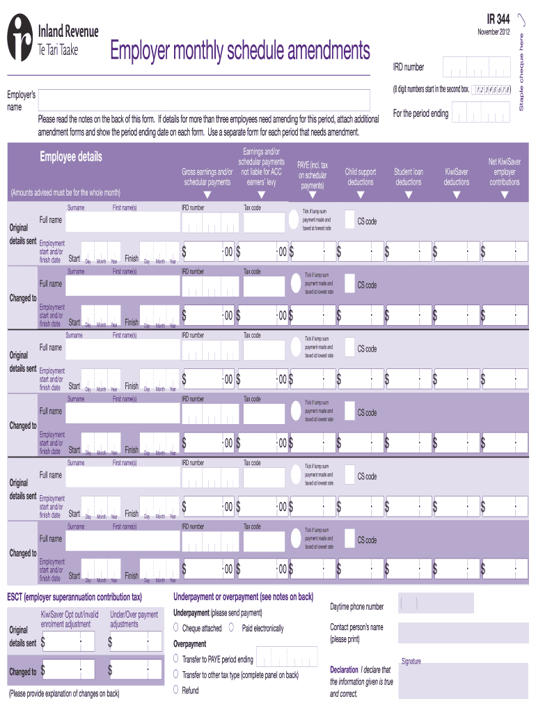  IR 344 Employer Monthly Schedule Amendments Rgmaccountants Co 2012