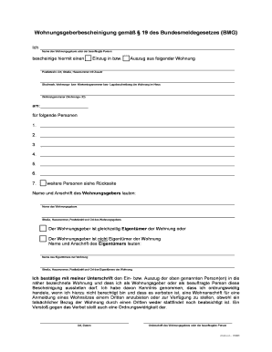 Wohnungsgeberbescheinigung  Form