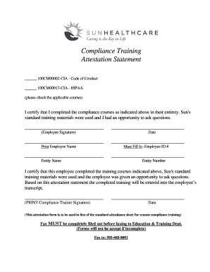 Attestation Statement Example for Training  Form