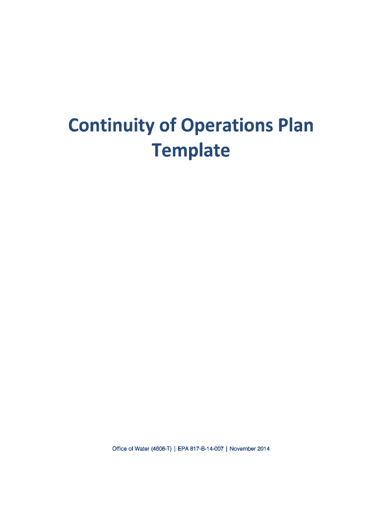 Continuity of Operations Plan Template This a Template for Laboratories to Create a Continuity of Operations Plan Epa  Form