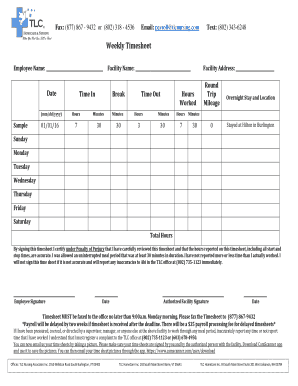 Tlc Timesheet  Form