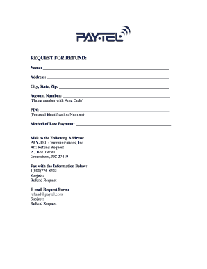 Paytel Refund  Form