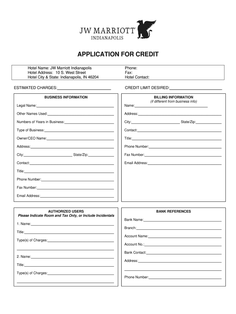Marriott Direct Bill Application  Form