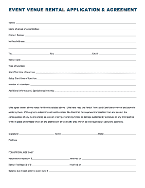 Event Venue Rental Application  Form