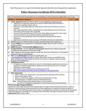 Pcc Checklist  Form