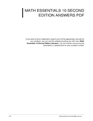 Math Essentials 10 Workbook PDF  Form