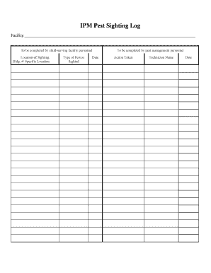 IPM Pest Sighting Log  Form