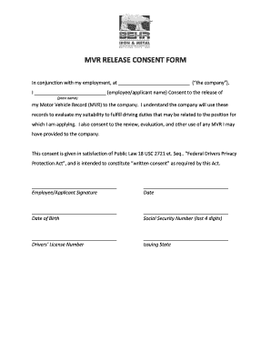 Mvr Consent Form Template