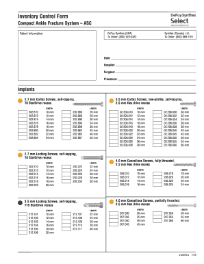 Synthes Ankle Trauma Inventory  Form