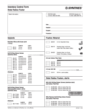 Synthes Large Ex Fix Inventory  Form