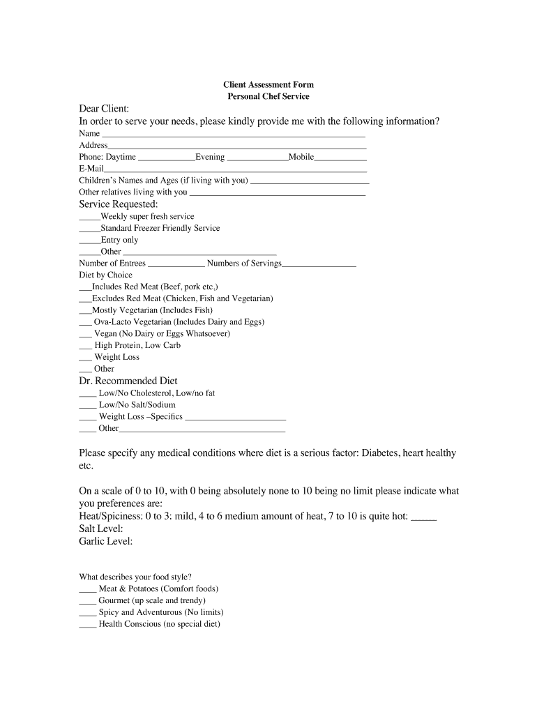 Client Assessment Form