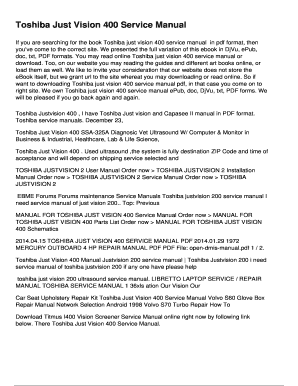 Toshiba Just Vision 200 Ultrasound Manual  Form