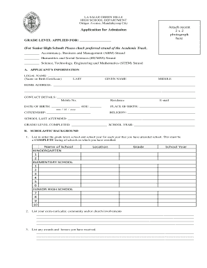 La Salle Greenhills  Form