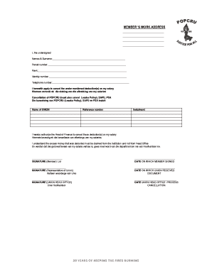 Popcru Cancellation Form