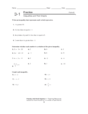 3 1 Practice Inequalities and Their Graphs Form G
