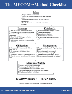 Checklist of Mecom Method  Form