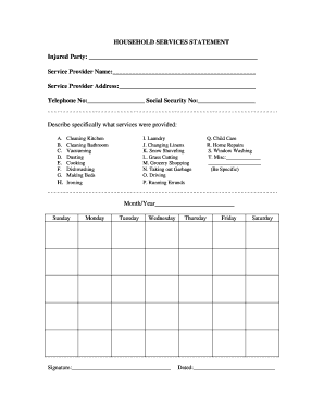 Household Services Form