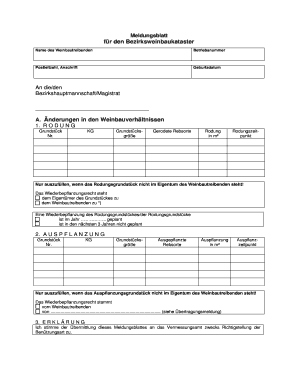 Meldungsblatt Fr Den Bezirksweinbaukataster Apps Bgld Gv  Form