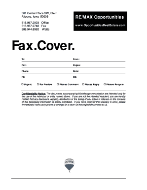 Cover Page for Officemax Fax  Form