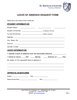 Student Leave of Absence Form