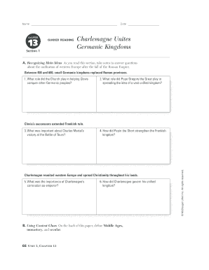 Charlemagne Unites Germanic Kingdoms PDF Answer Key  Form