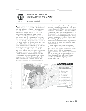 Spain during the 1930s Worksheet Answers  Form